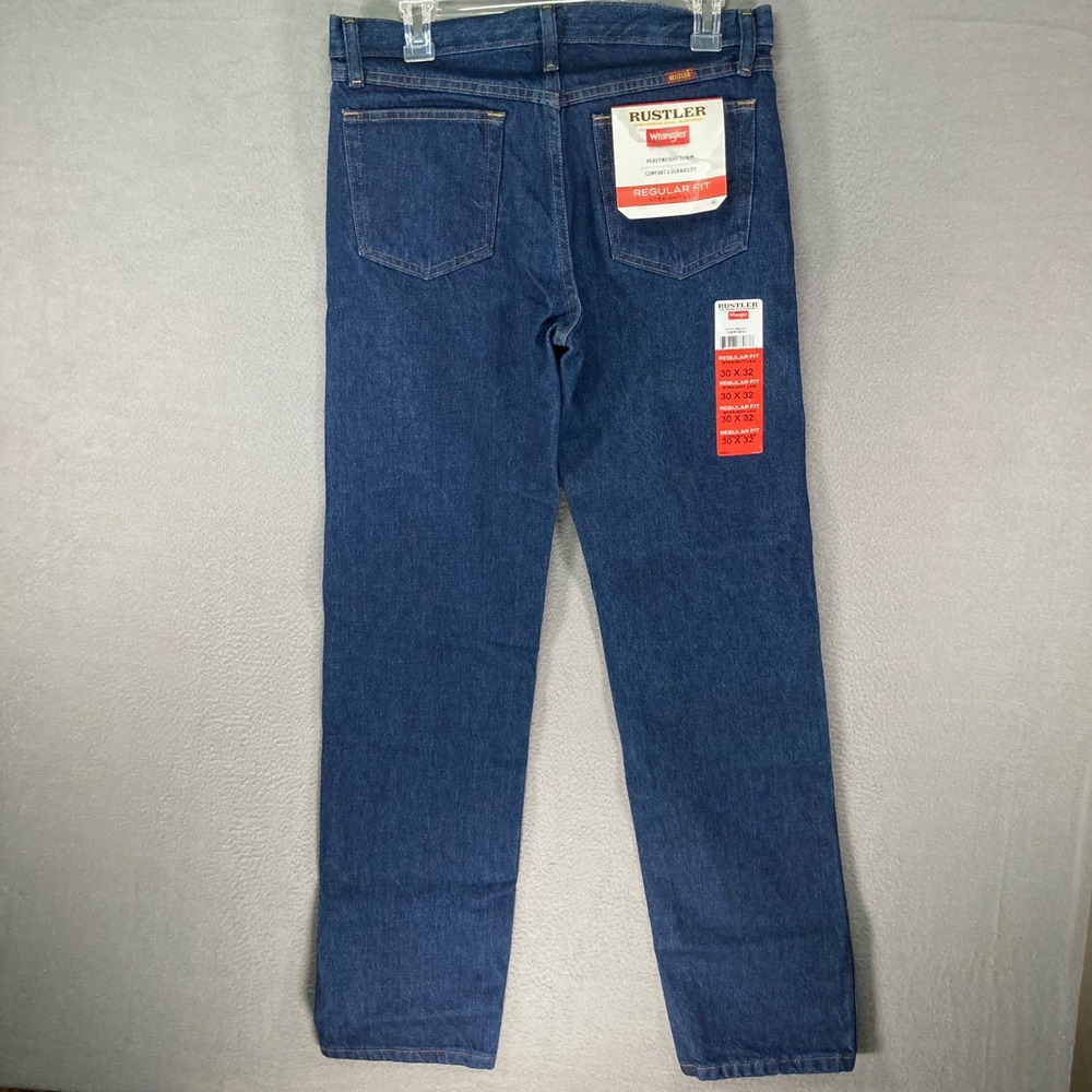 Rustler Wrangler Mens Jeans 30x32 Dark Wash Regular Fit Straight Leg NWT